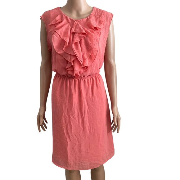 Soho Apparel Dress Womens 14 Peach Sleeveless Ruffled Blouson - Picture 9 of 9
